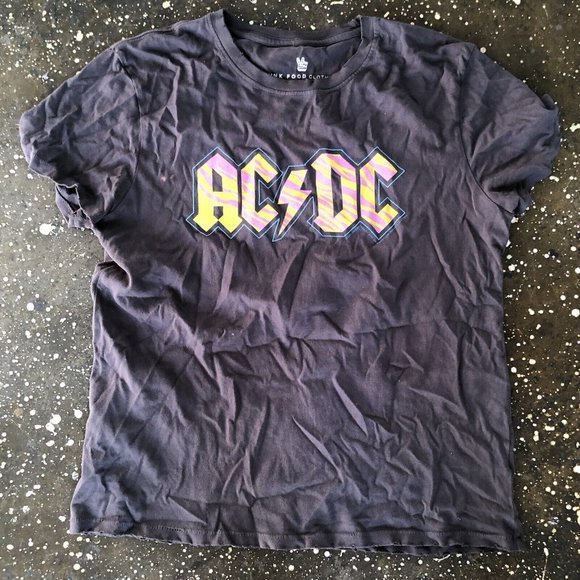 Junk Food AC/DC Neon Zebra Vintage Tee Meteorite & Pigment Black - Picture 7 of 8